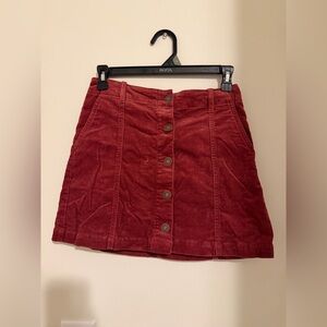 Forever 21 Burgundy Corduroy Button-Front Mini Skirt Size Small